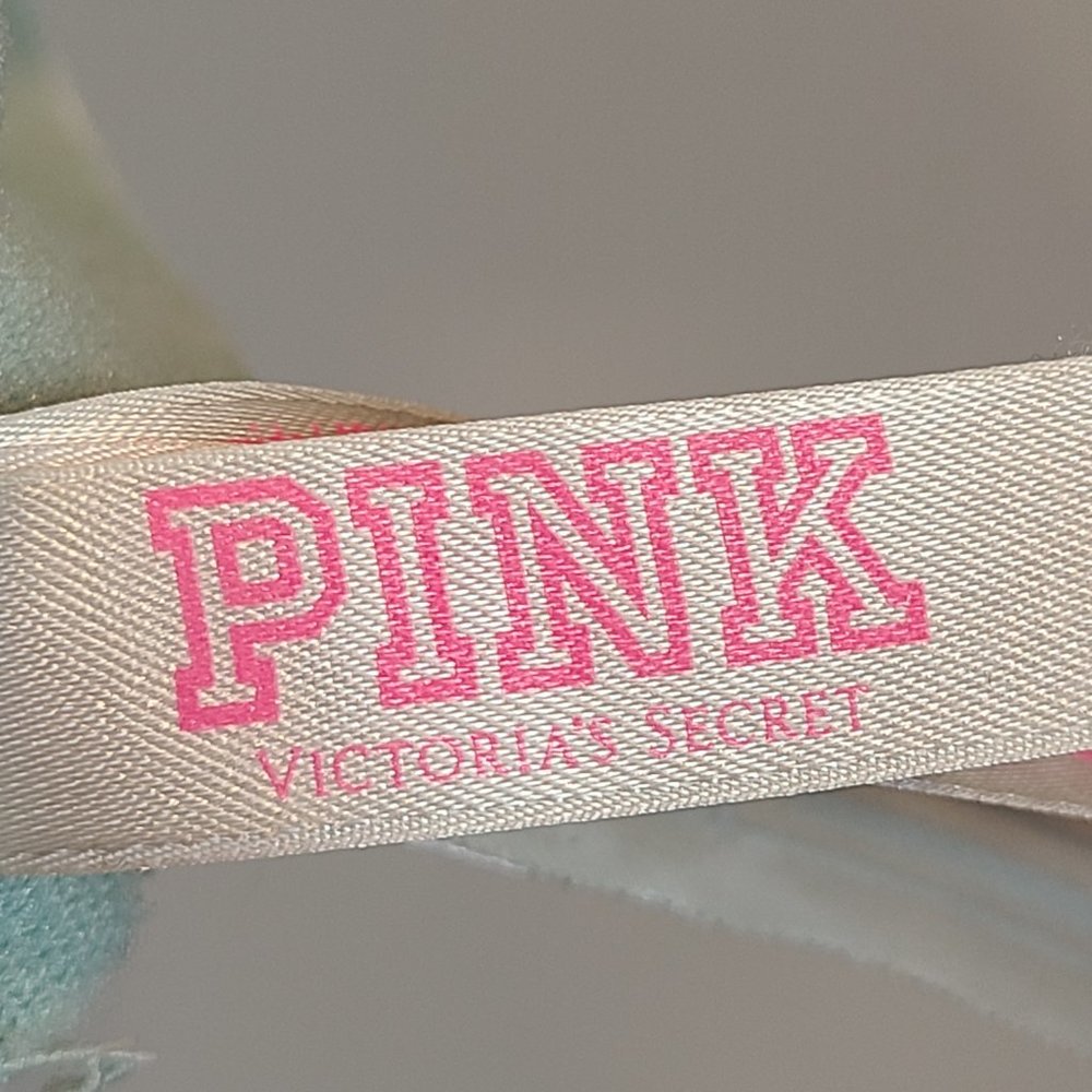 PINK Victorias Secret Bra Bralette Extra Small Green Lace Floral Pink Flowers - Picture 4 of 7